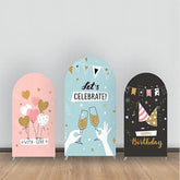 Lofaris Pink Black Lets Celebrate Birthday Arch Backdrop Kit