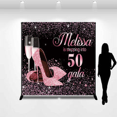 Lofaris Pink Black Sparkle Heels Custom Birthday Backdrop
