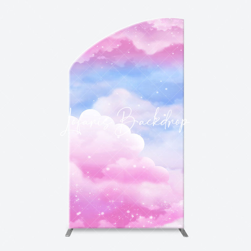 Lofaris Pink Blue Clouds Sparkle Arch Backdrop For Birthday