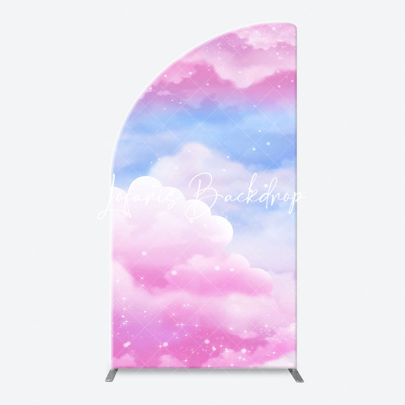 Lofaris Pink Blue Clouds Sparkle Arch Backdrop For Birthday