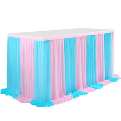 Lofaris Pink Blue Color Cross Tulle Banquet Table Skirt
