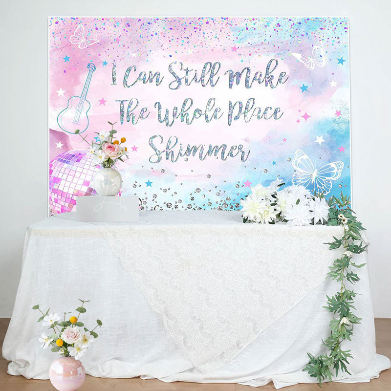 Lofaris Pink Blue Disco Ball Shimmer Birthday Party Backdrop