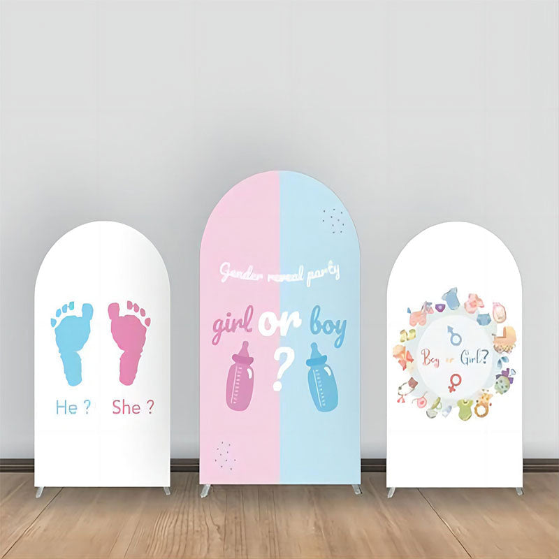 Lofaris Pink Blue Foot Print Baby Stuff Arch Backdrop Kit