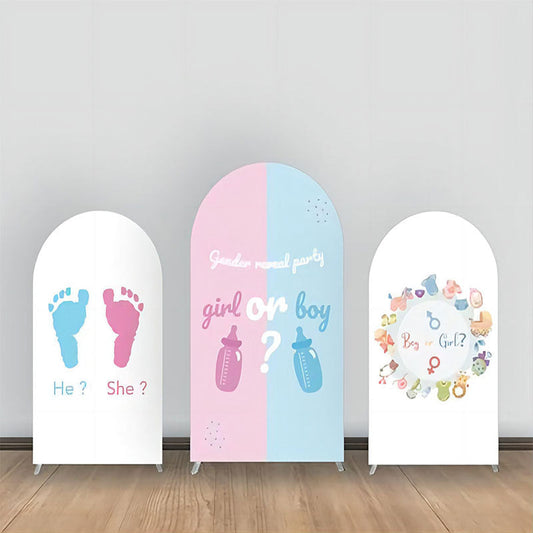 Lofaris Pink Blue Foot Print Baby Stuff Arch Backdrop Kit