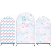 Lofaris Pink Blue Heart Waves Gender Reveal Arch Backdrop Kit
