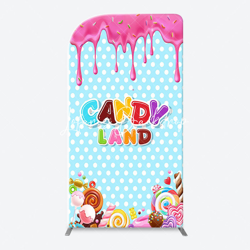 Lofaris Pink Blue Ice Cream Candyland Birthday Arch Backdrop