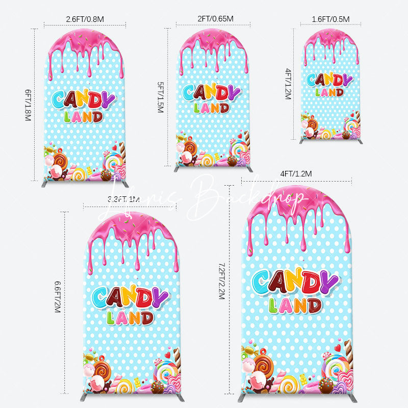 Lofaris Pink Blue Ice Cream Candyland Birthday Arch Backdrop