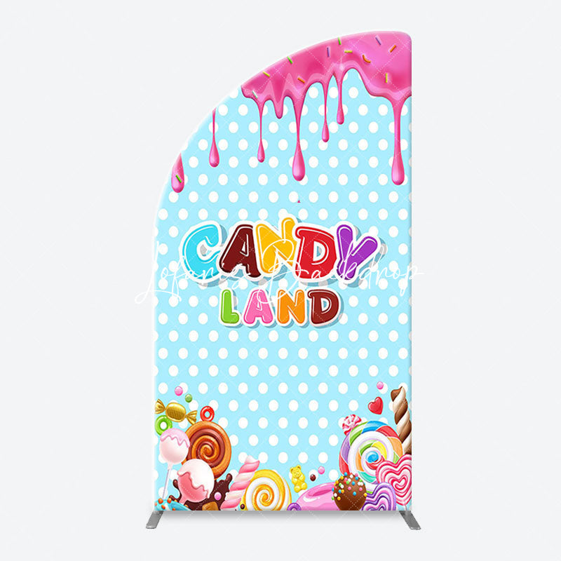 Lofaris Pink Blue Ice Cream Candyland Birthday Arch Backdrop