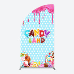 Lofaris Pink Blue Ice Cream Candyland Birthday Arch Backdrop
