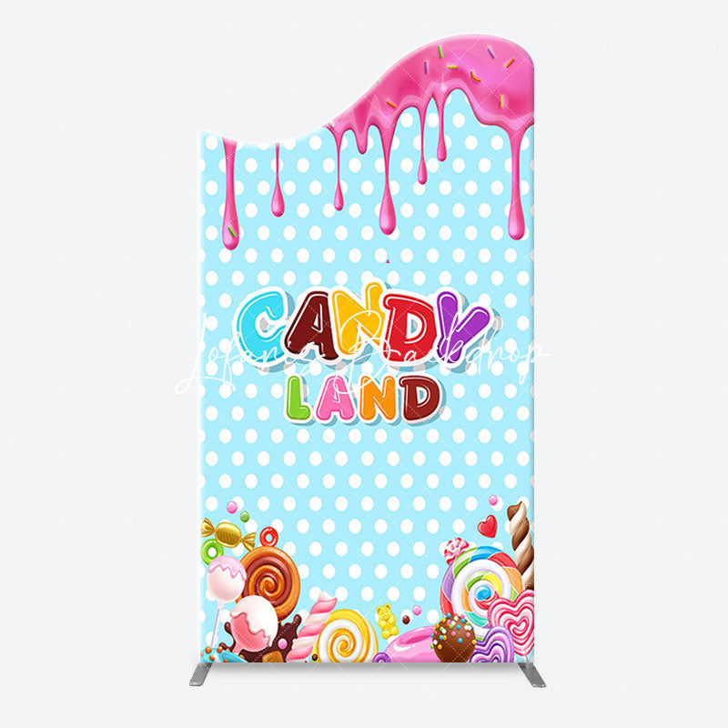 Lofaris Pink Blue Ice Cream Candyland Birthday Arch Backdrop