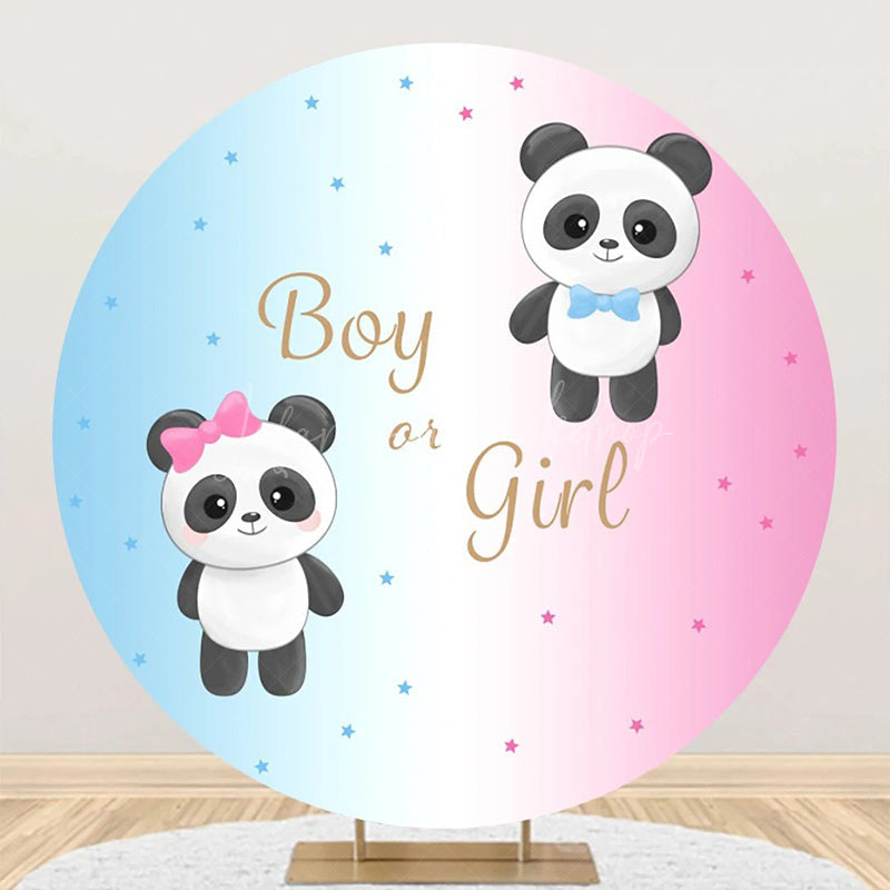 Lofaris Pink Blue Panda Round Backdrop For Gender Reveal