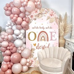 Lofaris Pink Boho 1st Birthday Single Fillet Arch Backdrop