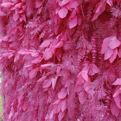 Lofaris Pink Boho Artificial Spruce Leaf Floral Wall Backdrop