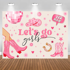 Lofaris Pink Boots Lets Go Girls Yee Haw Party Backdrop