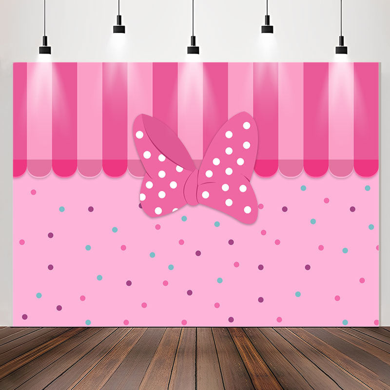 Lofaris Pink Bow Dots Boutique Curtain Party Backdrop For Girl