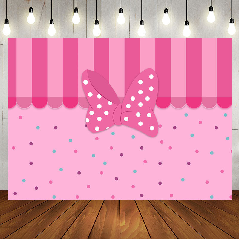 Lofaris Pink Bow Dots Boutique Curtain Party Backdrop For Girl