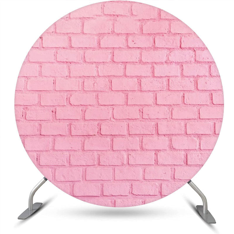 Lofaris Pink Brick Texture Wall Round Backdrop For Birthday