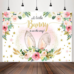 Lofaris Pink Bunny Floral Rabbit Ears Baby Shower Backdrop