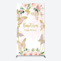 Lofaris Pink Butterfly Baptism Happy Birthday Arch Backdrop