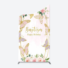 Lofaris Pink Butterfly Baptism Happy Birthday Arch Backdrop