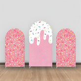 Lofaris Pink Candy White Cream Plaid Party Arch Backdrop Kit