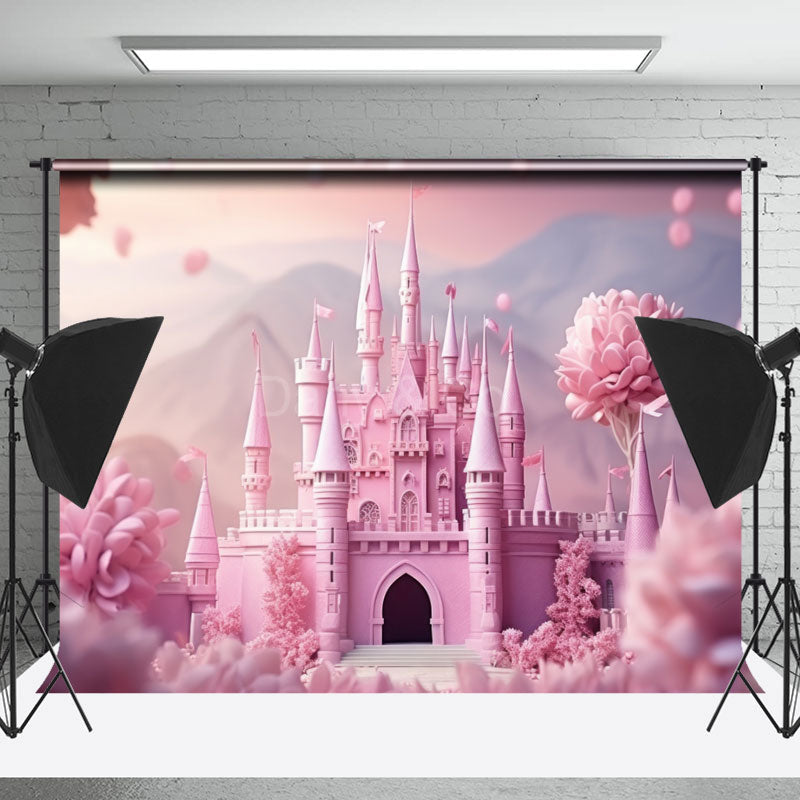Lofaris Pink Castle Floral Spring Backdrops For Photograph