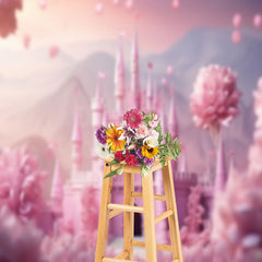 Lofaris Pink Castle Floral Spring Backdrops For Photograph