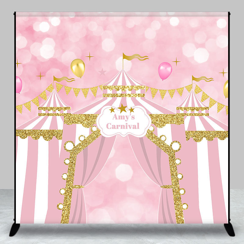 Lofaris Pink Circus Balloon Bokeh Custom Birthday Backdrop