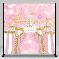 Lofaris Pink Circus Balloon Bokeh Custom Birthday Backdrop