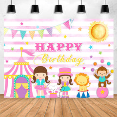 Lofaris Pink Circus Wild Happy Birthday Backdrop For Girl