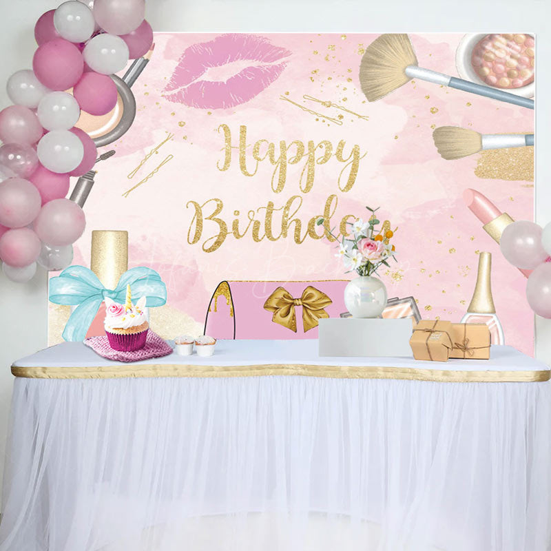Lofaris Pink Cosmetic Makeup Girl Theme Birthday Backdrop