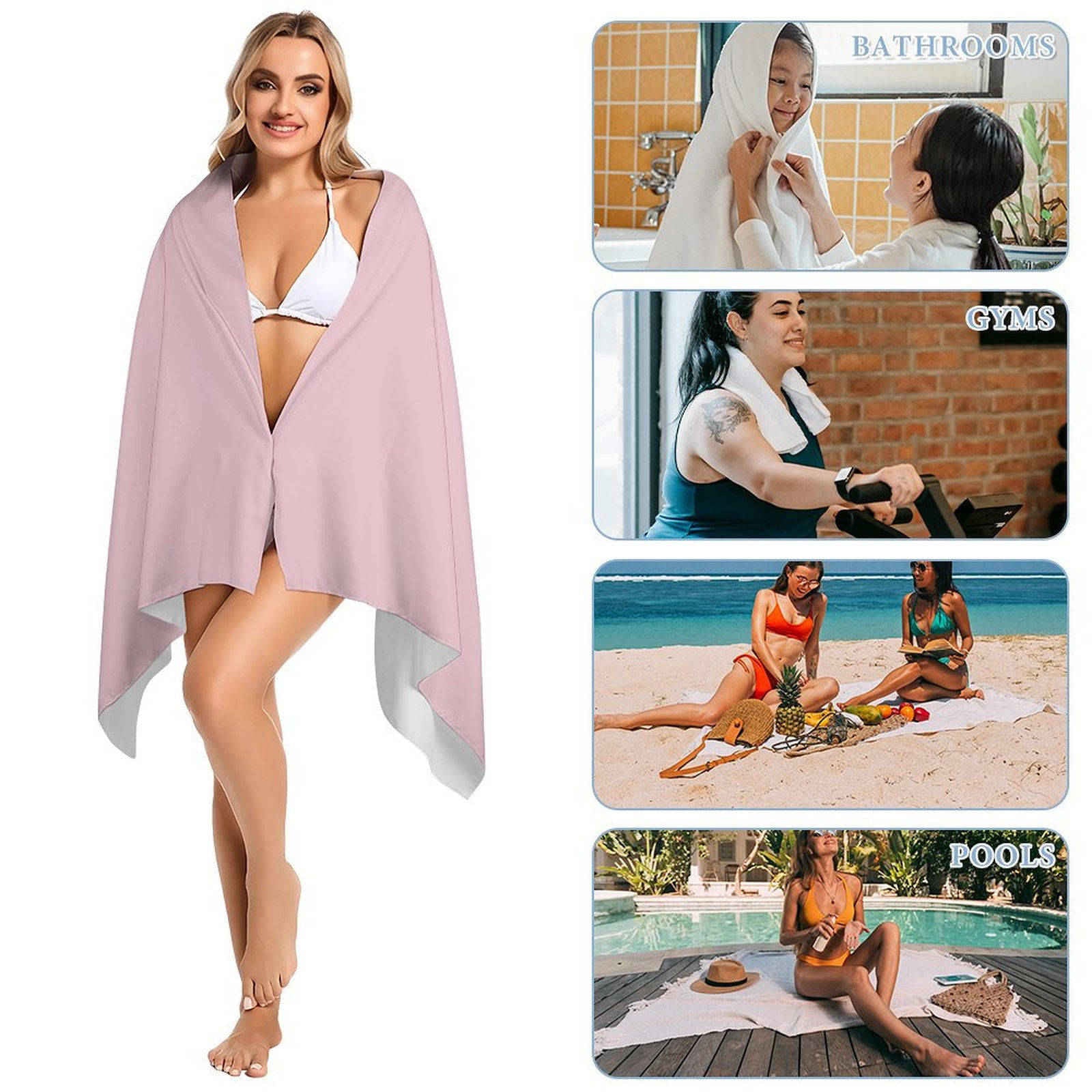 Lofaris Pink Custom Name Honeymoon Couple Beach Towel for Gifts