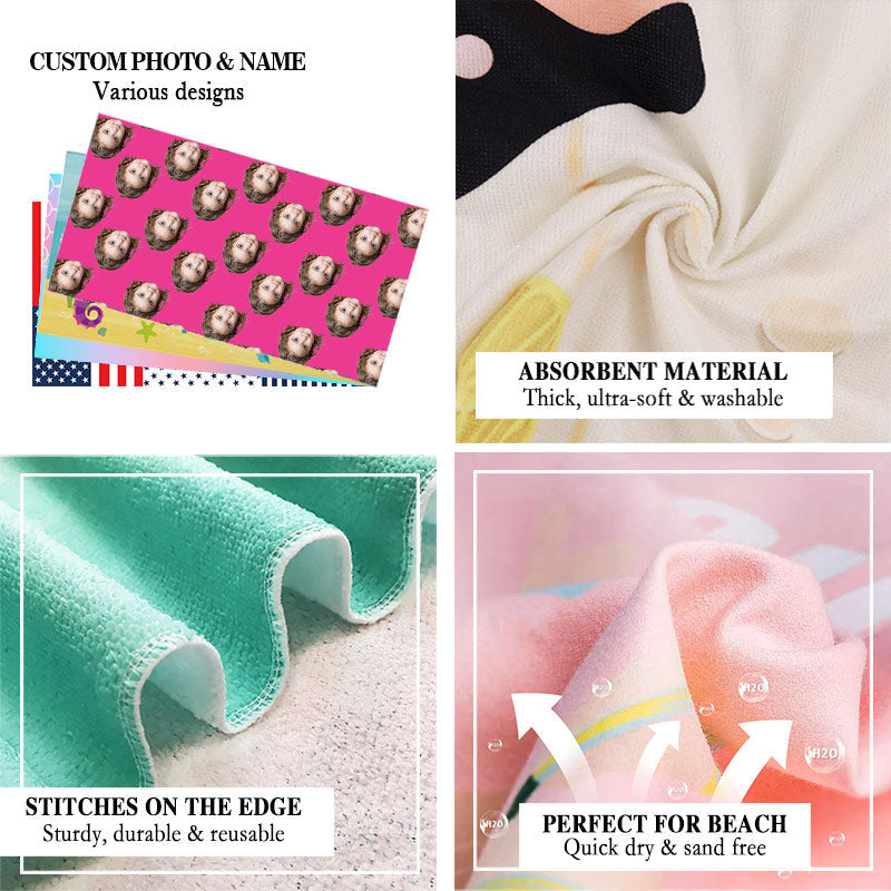 Lofaris Pink Custom Photo Beach Towel for Unique Gifts
