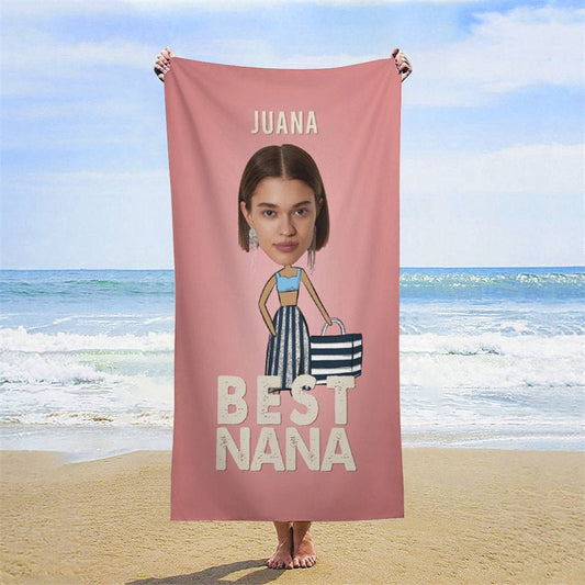 Lofaris Pink Custom Photo Summer Beach Towel for Girl