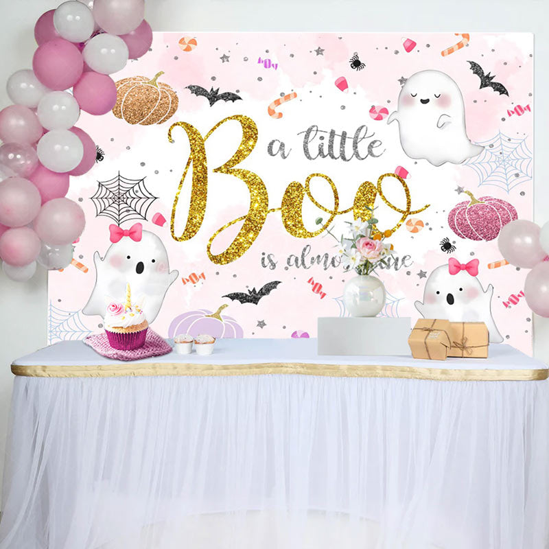 Lofaris Pink Cute Boo Halloween Girl Baby Shower Backdrop