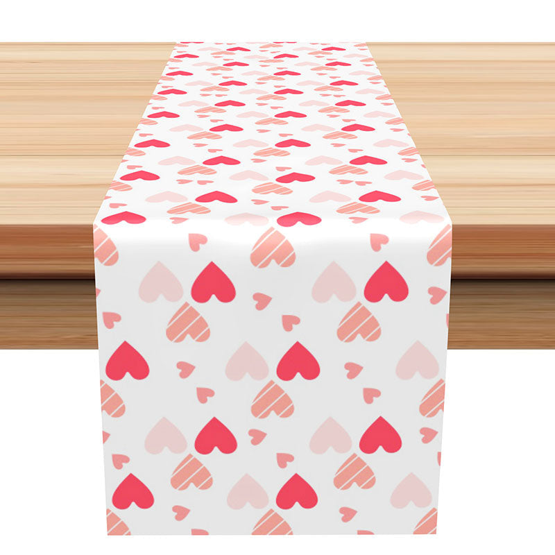 Lofaris Pink Cute Hearts Repeat Valentines Day Table Runner