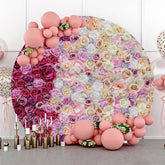 Lofaris Pink Dark Purple Floral Wall Round Wedding Backdrop