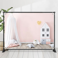 Lofaris Pink Dollhouse Mosquito Net Girl Birthday Backdrop