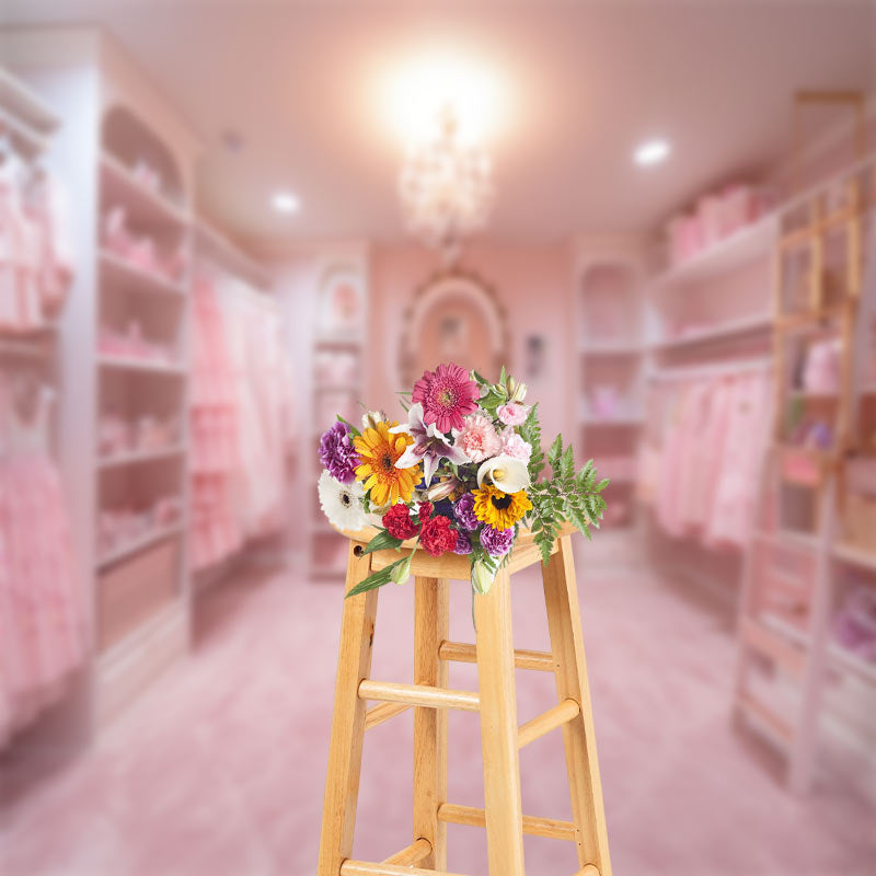 Lofaris Pink Dress Room Birthday Backdrop For Photography