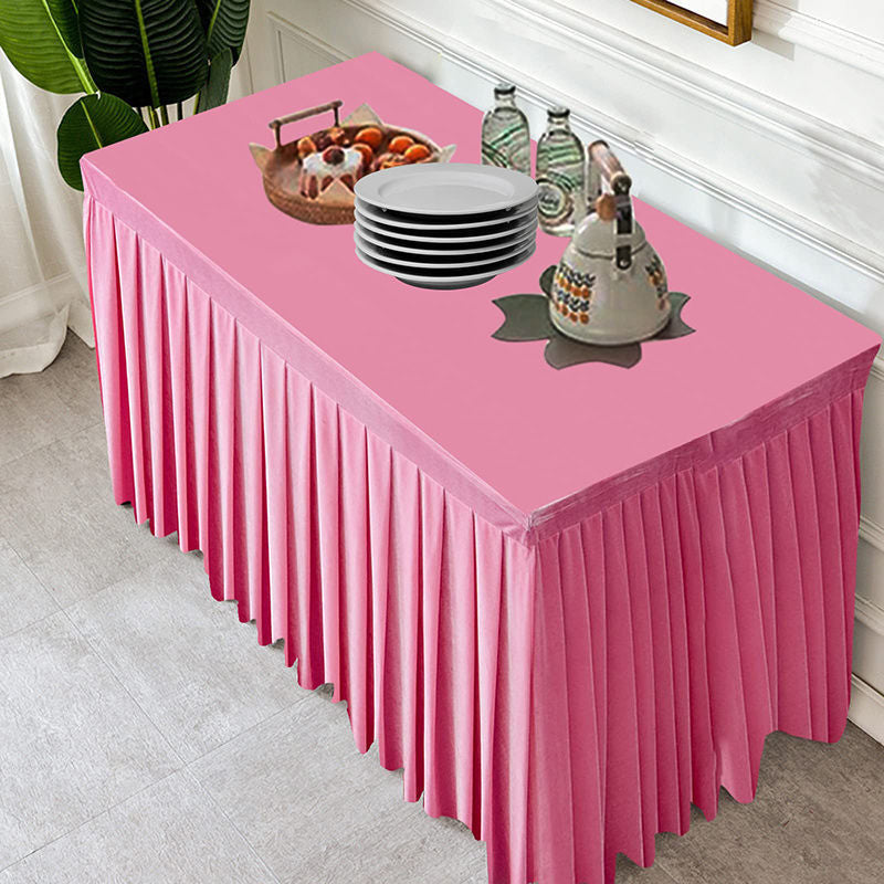 Lofaris Pink Fitted Velvet Rectangle Table Skirts Cover