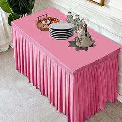 Lofaris Pink Fitted Velvet Rectangle Table Skirts Cover