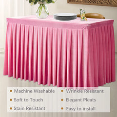 Lofaris Pink Fitted Velvet Rectangle Table Skirts Cover