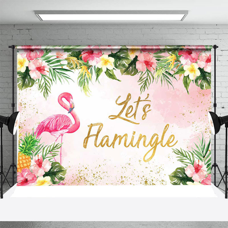 Lofaris Pink Flame Bird Monstera Tropical Dance Backdrop