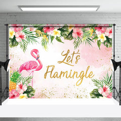 Lofaris Pink Flame Bird Monstera Tropical Dance Backdrop