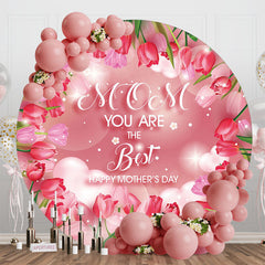Lofaris Pink Floral Bokeh Heart Round Mothers Day Backdrop