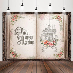 Lofaris Pink Floral Fairy Book Castle Wedding Background