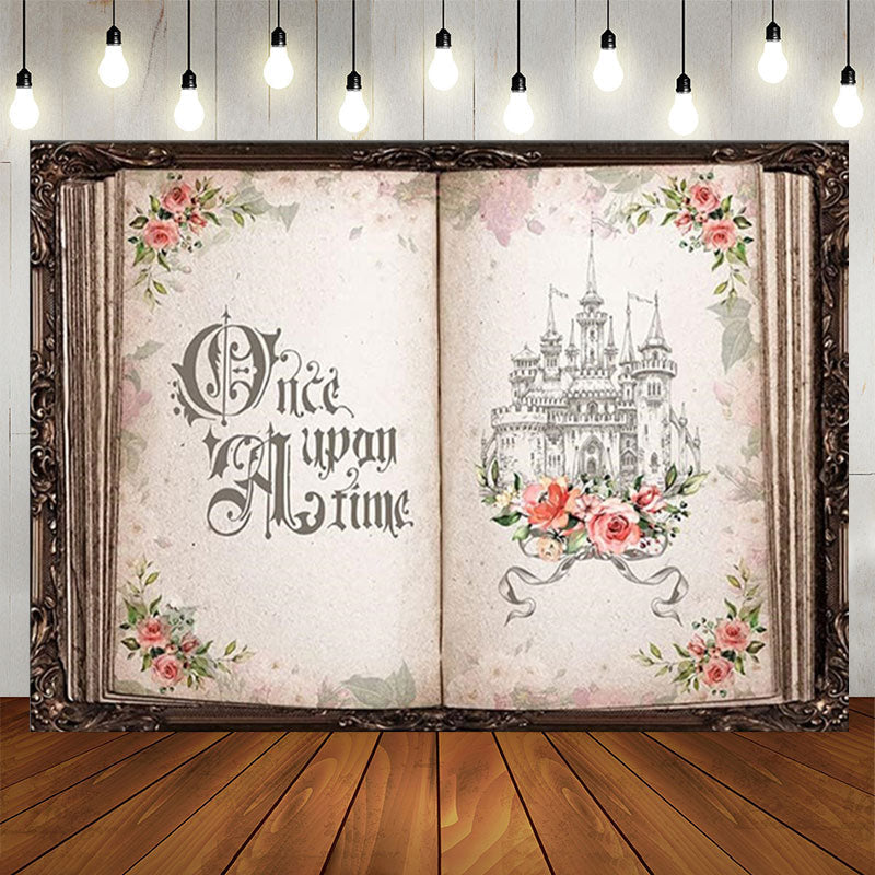 Lofaris Pink Floral Fairy Book Castle Wedding Background
