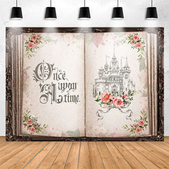 Lofaris Pink Floral Fairy Book Castle Wedding Background