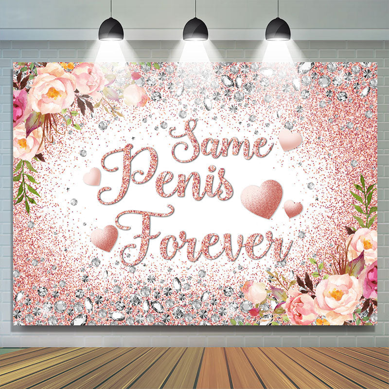Lofaris Pink Floral Glitter And Diamonds Wedding Party Backdrop