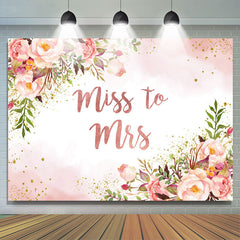 Lofaris Pink Floral Gold Glitter Dot Bridal Shower Backdrop